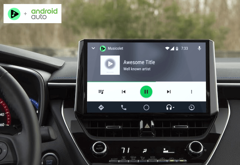 Musicolet can pair with Android Auto. You can control music with from your Android Auto enabled car.