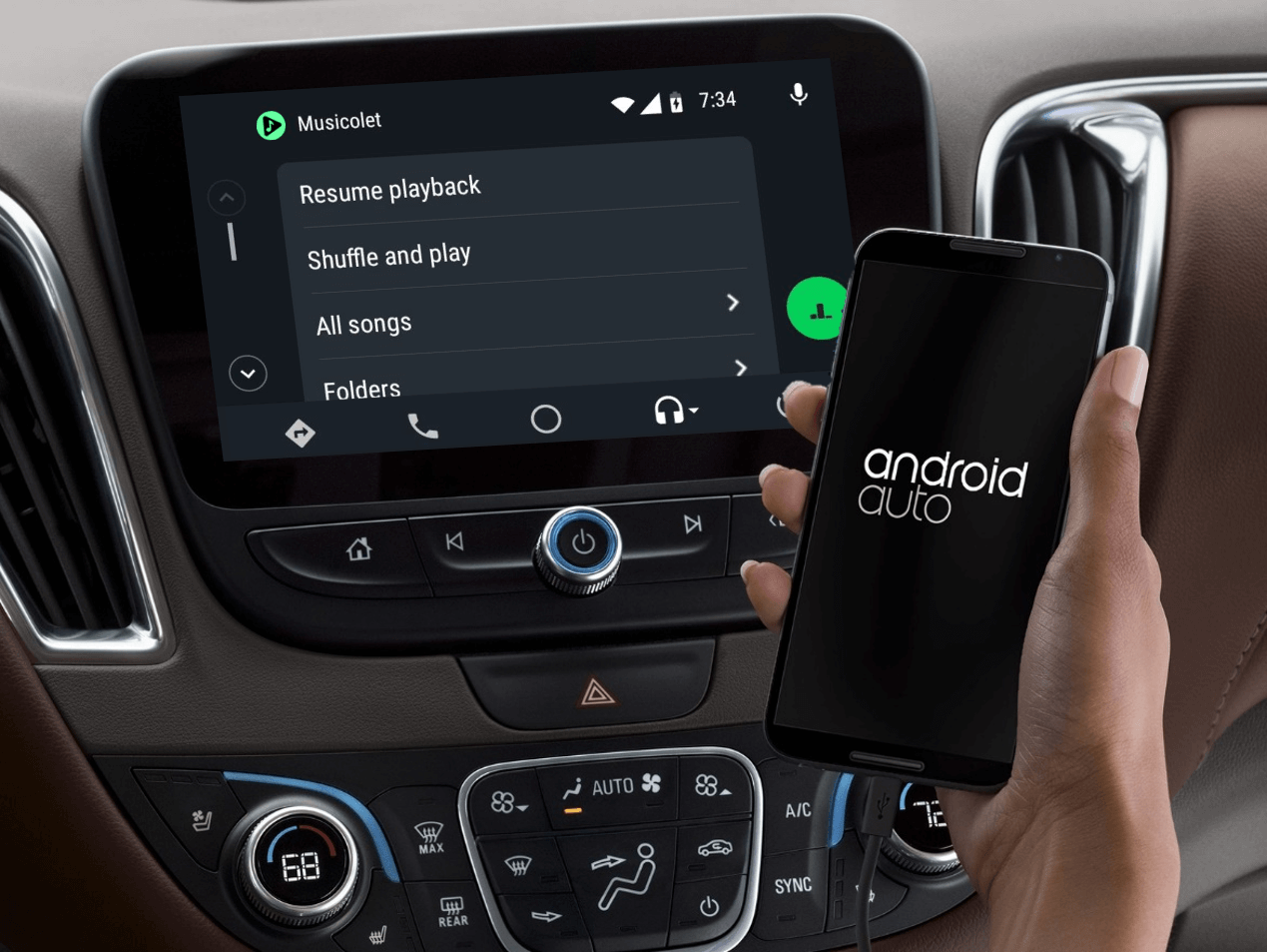 You can access whole Musicolet library from Android Auto.